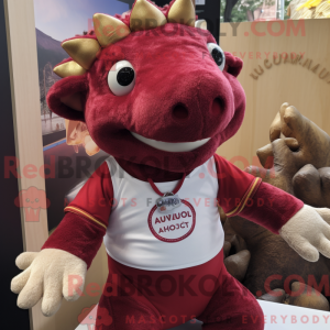 Maroon Ankylosaurus mascot...