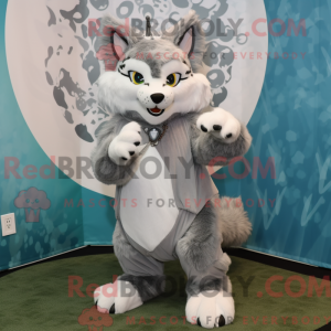 Grå Lynx-maskotdraktfigur...