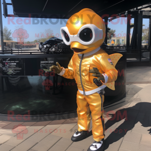 Gold Goldfish maskot drakt...
