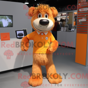 Orange Hunde maskot kostume...