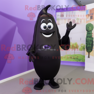 Sort aubergine maskot...