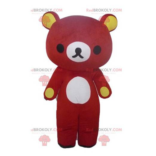 Mascotte de gros nounours rouge et jaune géant - Redbrokoly.com