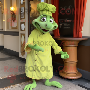 Lime Green Ratatouille mascot costume character dressed with a Cover-up and Beanies