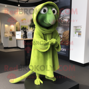 Lime Green Ratatouille mascot costume character dressed with a Cover-up and Beanies