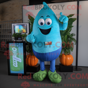 Cyan Squash maskot kostume...