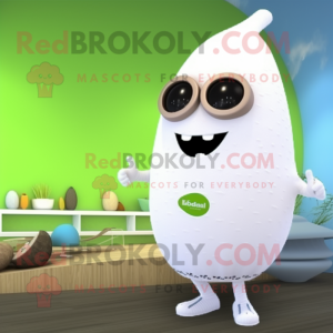 White Zucchini mascot costume character dressed with a One-Piece Swimsuit and Headbands