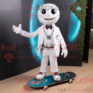 Hvit skate-maskotdraktfigur...