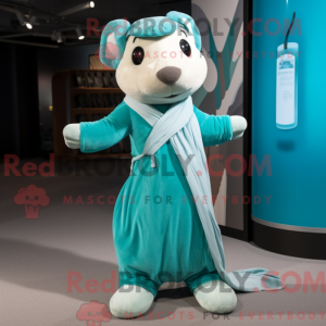 Teal Hermelin Maskottchen...