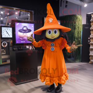 Orange Witch S Hat maskot...