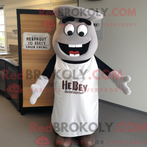 Grå Bbq Ribs maskot kostume...