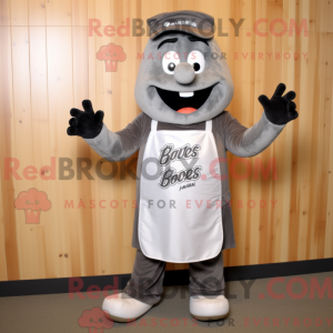 Grå Bbq Ribs maskot kostume...