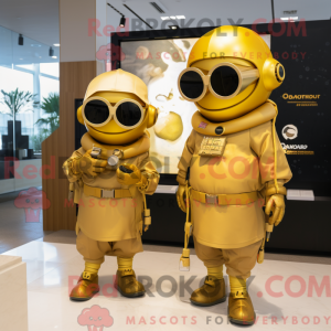 Gold Sniper maskot kostume...