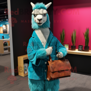 Teal Llama mascotte kostuum...