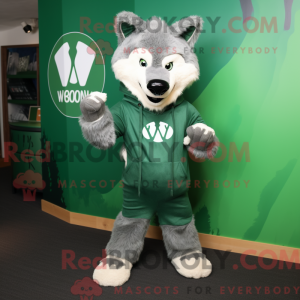 Green Say Wolf mascot...