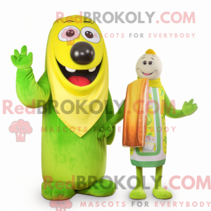 Lime Green Hot Dog mascot...