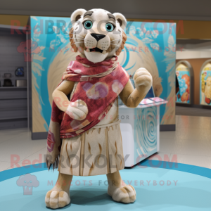 nan Smilodon mascot costume character dressed with a Wrap Skirt and Wraps