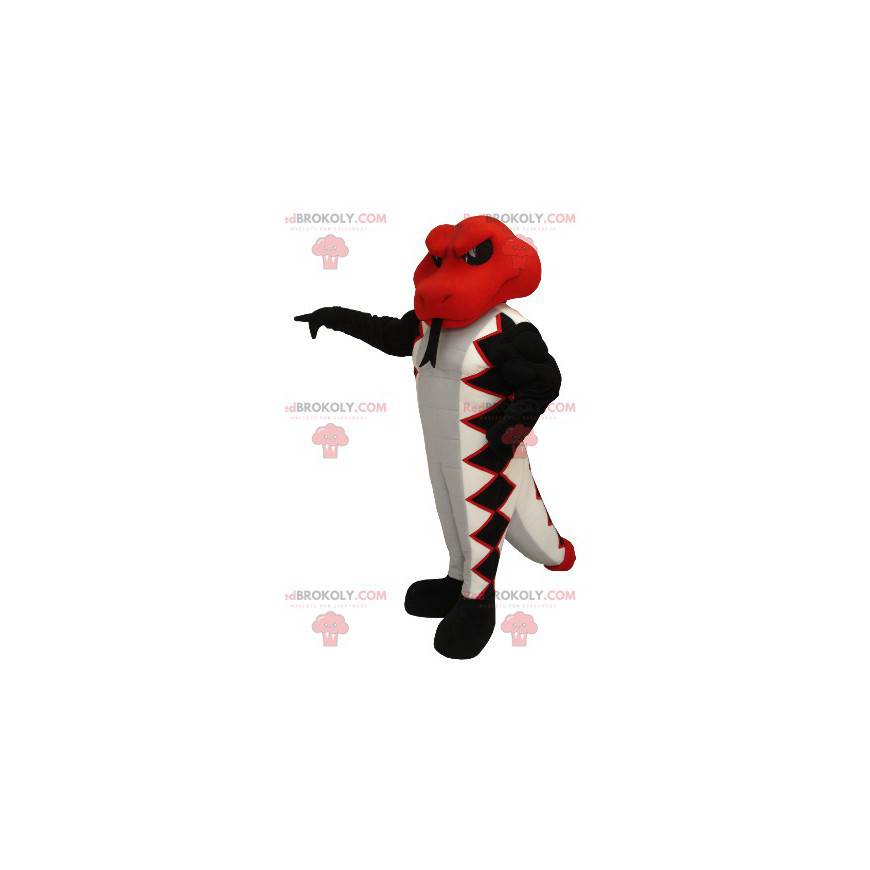 Mascotte de serpent rouge blanc et noir - Redbrokoly.com