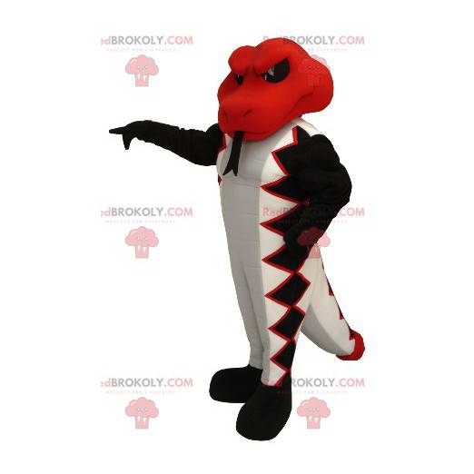 Mascotte de serpent rouge blanc et noir - Redbrokoly.com