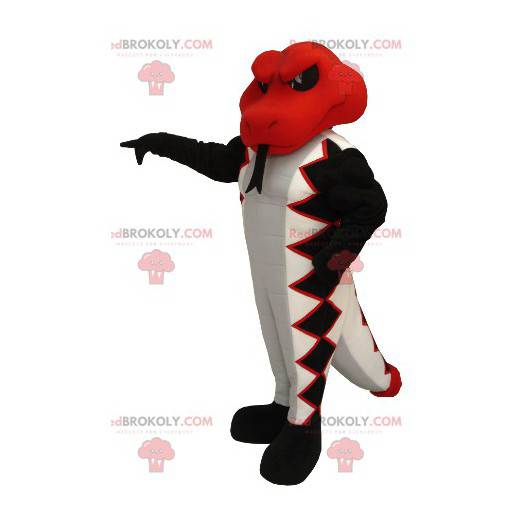 Snake mascotte rood, wit en zwart - Redbrokoly.com