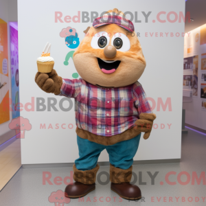 Tan Cupcake maskot kostume...