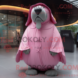 Roze Walrus mascottekostuum...