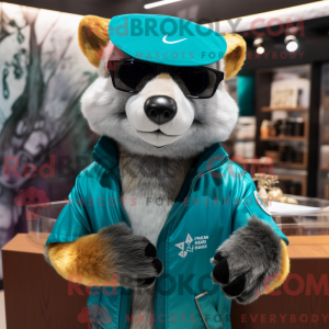 Blågrøn Marten maskot...