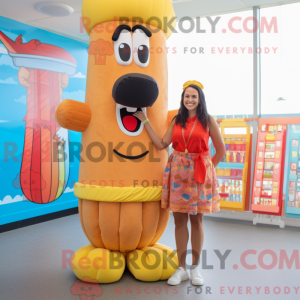Tan Hot Dog maskot kostume...