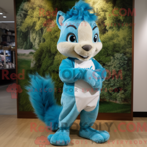 Cyan egern maskot kostume...