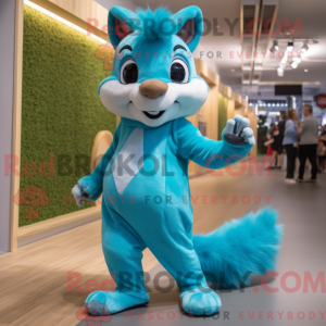 Cyan ekorn maskot drakt...