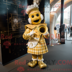 Gold Bagpipe mascot costume...
