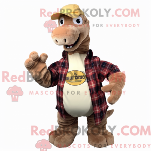 Brun Parasaurolophus maskot...