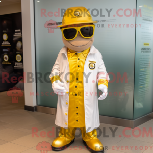 Gold Doctor maskot kostume...
