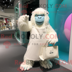 Hvid Gorilla maskot kostume...