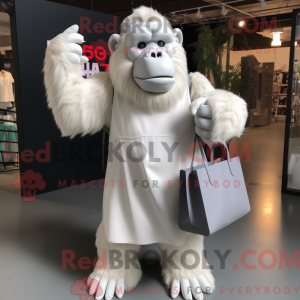 Hvid Gorilla maskot kostume...