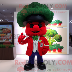 Rød Broccoli maskot kostume...