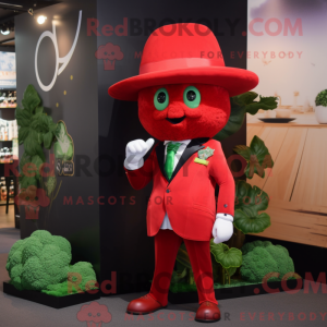 Rød Broccoli maskot kostume...