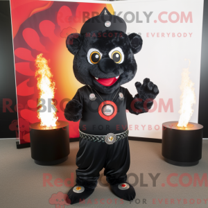 Sort Fire Eater maskot...