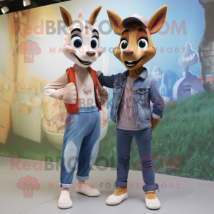 nan Gazelle mascot costume character dressed with a Boyfriend Jeans and Earrings