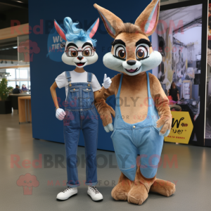 nan Gazelle mascot costume character dressed with a Boyfriend Jeans and Earrings