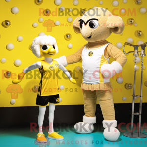 Gold Ram maskot kostume...