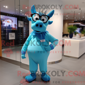 Cyan Cow-maskotdraktfigur...