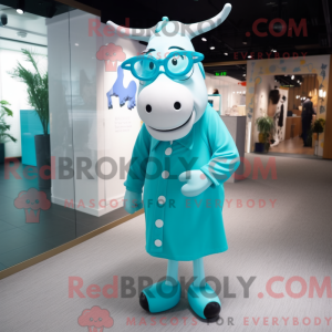 Cyan Cow-maskotdraktfigur...