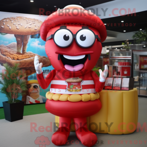 Rød hamburger maskot...