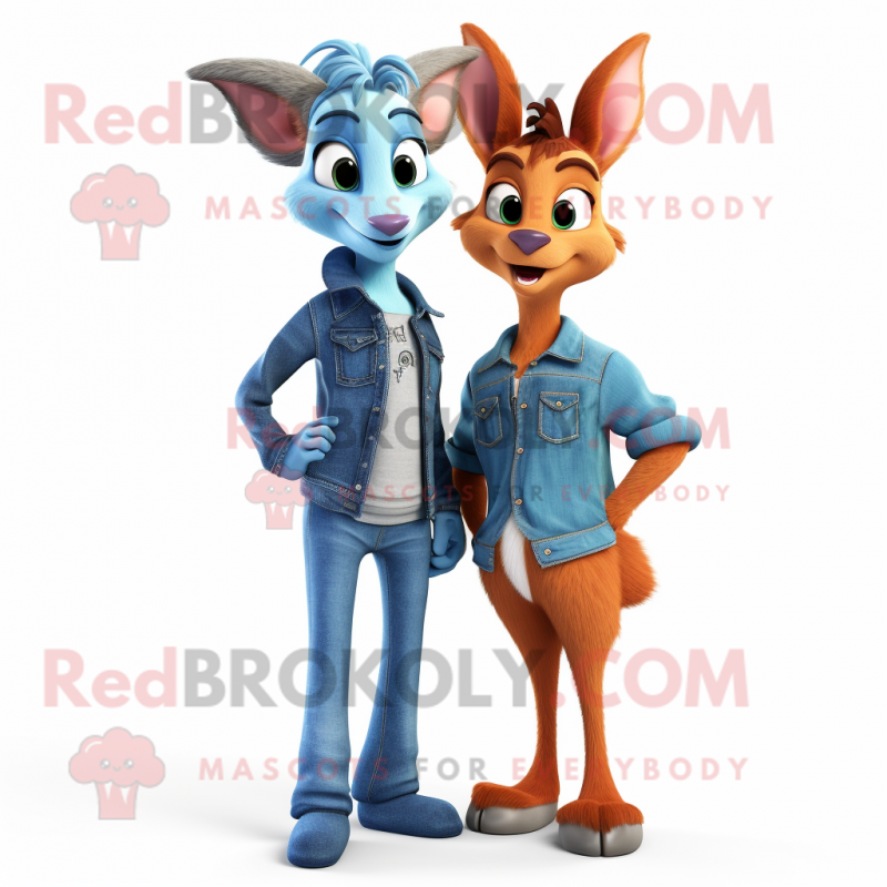 nan Gazelle mascot costume character dressed with a Boyfriend Jeans and Earrings