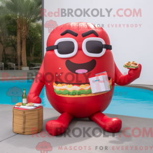 Rød hamburger maskot...