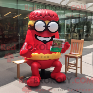 Rode Hamburger mascotte...