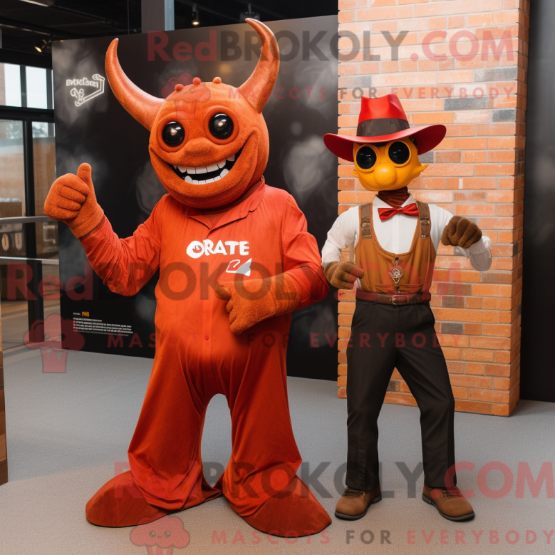Fantasia de mascote Rust Devil com calça flare e gravatas - Mascotes do diabo - REBROKO_327553 - RedBrokoly.com