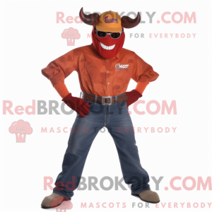 Fantasia de mascote Rust Devil com calça flare e gravatas - Mascotes do diabo - REBROKO_327555 - RedBrokoly.com