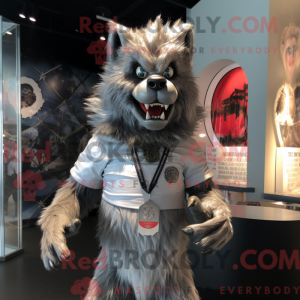 Sølv varulv maskot kostume...