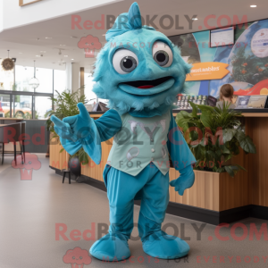Postava maskota Cyan Fish...